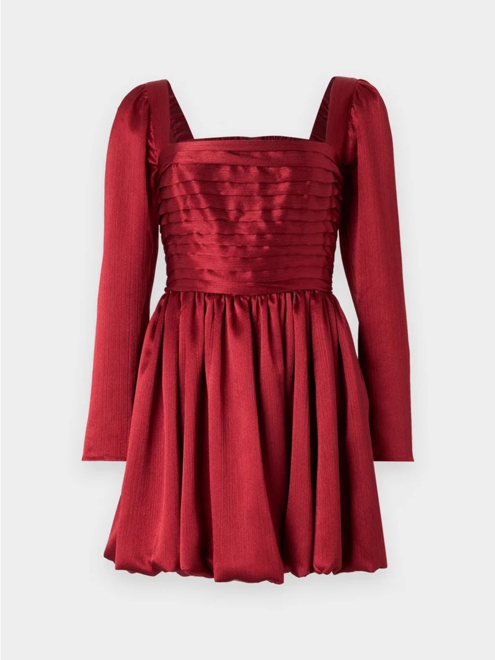 NWT A&F Red Satin Long-Sleeve Bubble Satin Party Dress
